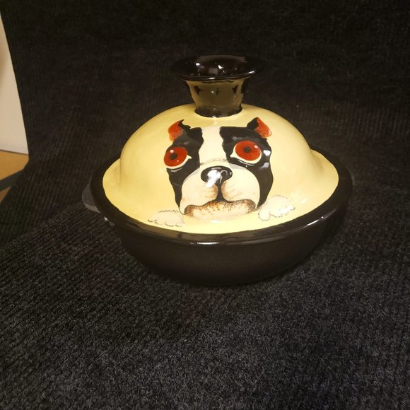 French Bulldog Tagine ( cooking/ baking pot )- Hand Made By Giesla Pferdekamper - Picture 1 of 5